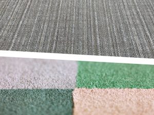 Close-up of patterned office carpets showcasing texture and carpet stain resistance benefits for professional spaces.