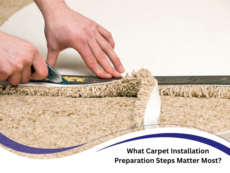 Installer cutting carpet