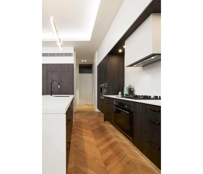 Champagne Chevron Galley Kitchen Img 1037